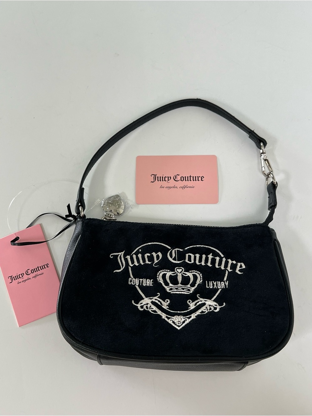 Juicy Couture Girlie Royalty Mini Black Wristlet Bag NWT